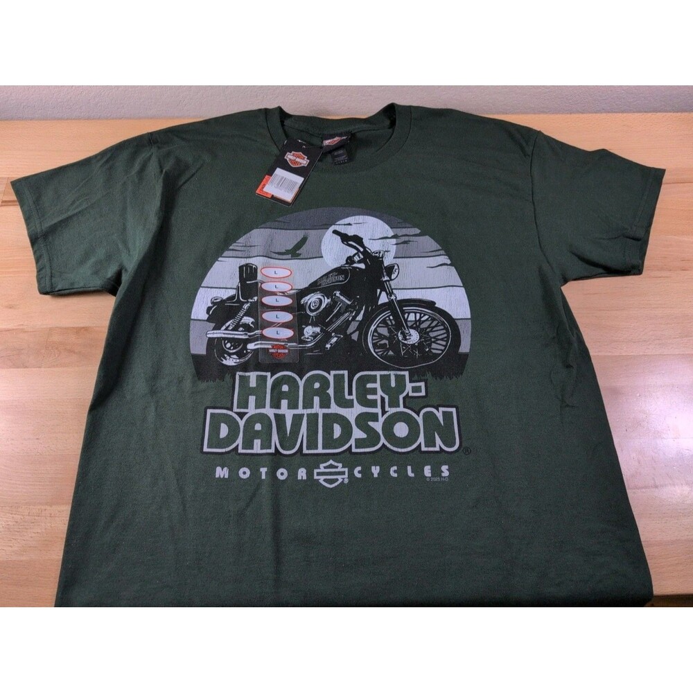 Harley Davidson House of Thunder Morgan Hill CA T-Shirt Men's Large Green NWT